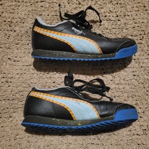 🔥HP🔥5-6-25🔥KIDS/ GIRLS PUMA ROMA PINBALL SHOES BLACK/ MULTI COLORED SIZE 4